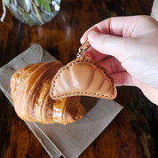 Leather Croissant Key Ring/ Bag Charm